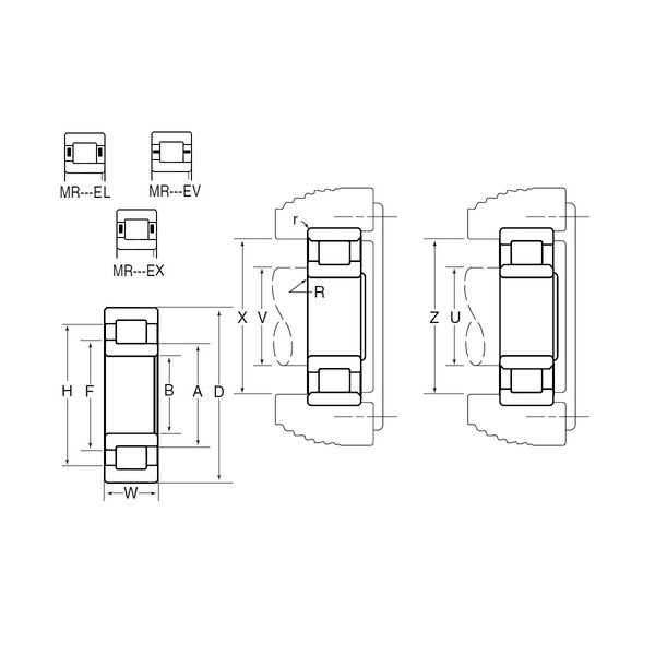 Ntn Bearing Bower M Series Cylindrical Roller Bearing, 30 mm Dia Bore, 72 mm OD, 1 Row, 19 mm W, 56500 N Load MR1306EL